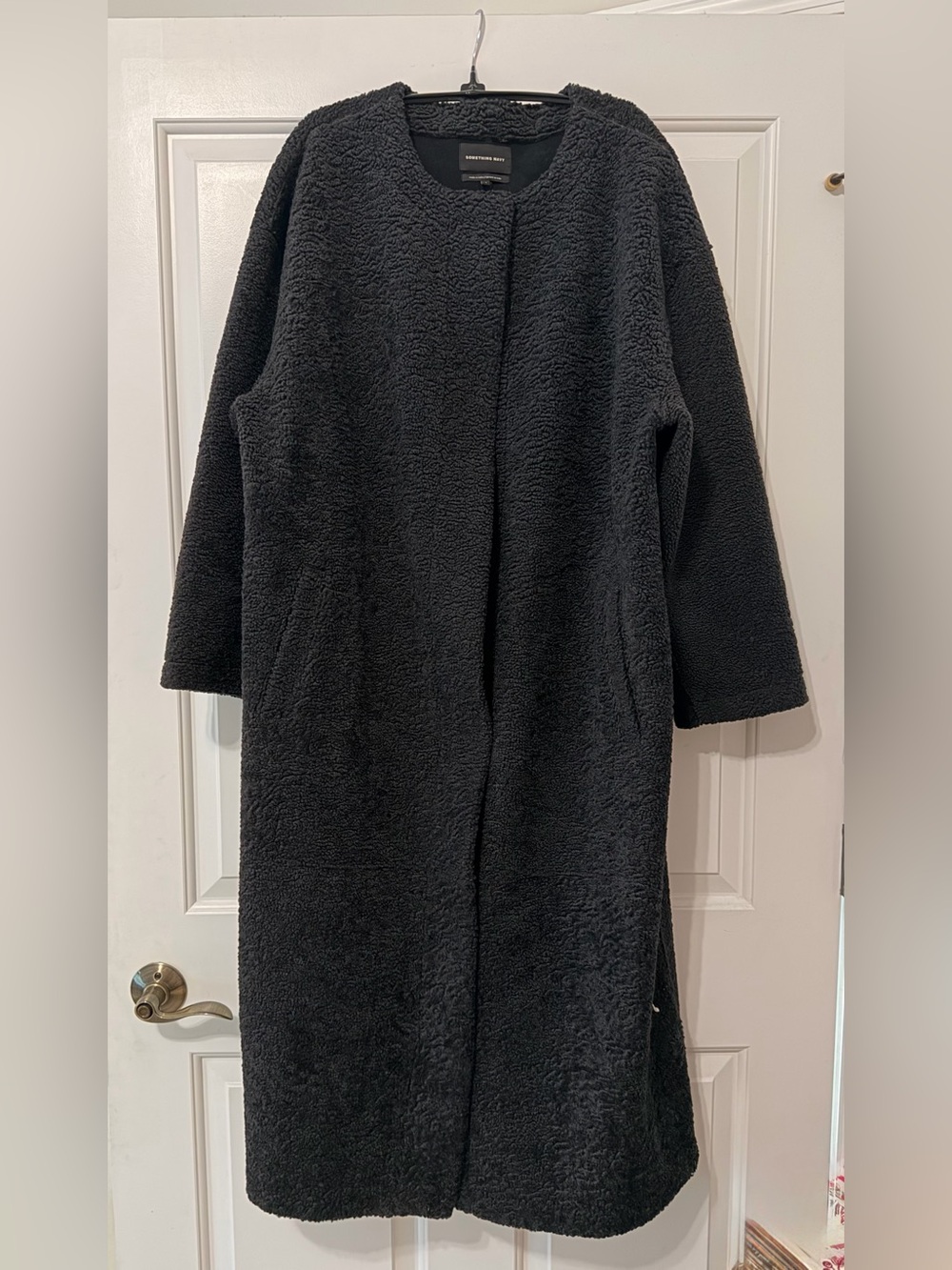 Something Grey Faux Shearling Long Coat
